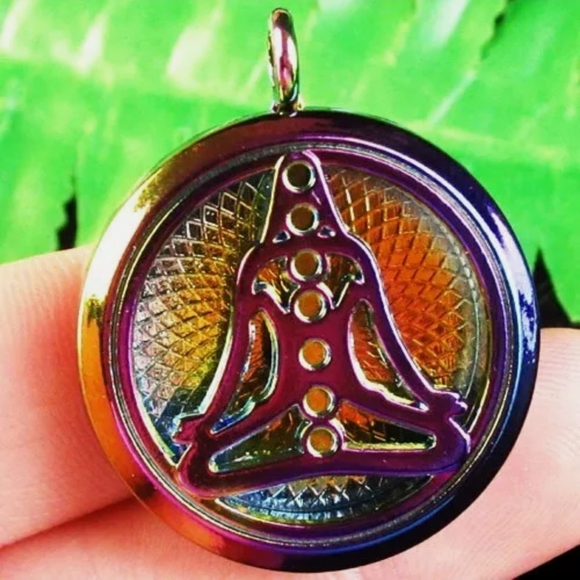 New Rainbow Hematite Yoga Open Design Pendant. - Picture 2 of 4